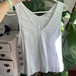 Madewell side button v neck white tank top